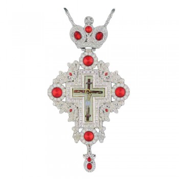 ΣΤΑΥΡΟΣ ΕΠΙΣΤΗΘΙΟΣ  ΕΠΙΝΙΚΕΛΩΜΕΝΟΣ ΣΜΑΛΤΟ ΚΟΚΚΙΝΗ ΠΕΤΡΑ