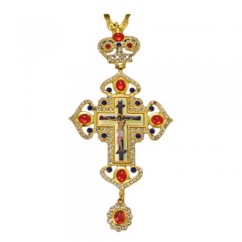 ΣΤΑΥΡΟΣ ΕΠΙΣΤΗΘΙΟΣ  ΕΠΙΧΡΥΣΟΣ ΣΜΑΛΤΟ ΚΟΚΚΙΝΗ-ΜΩΒ ΠΕΤΡΑ