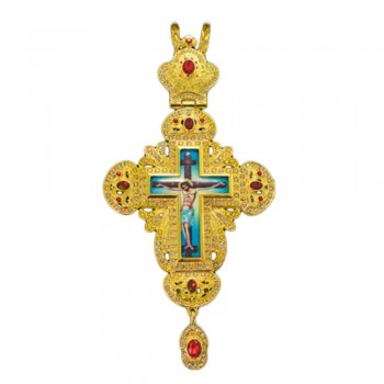 ΣΤΑΥΡΟΣ ΕΠΙΣΤΗΘΙΟΣ  ΕΠΙΧΡΥΣΟΣ ΣΜΑΛΤΟ ΚΟΚΚΙΝΗ ΠΕΤΡΑ