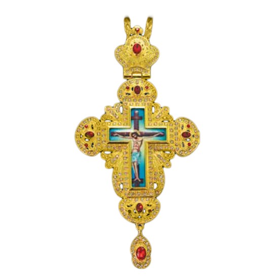 ΣΤΑΥΡΟΣ ΕΠΙΣΤΗΘΙΟΣ  ΕΠΙΧΡΥΣΟΣ ΣΜΑΛΤΟ ΚΟΚΚΙΝΗ ΠΕΤΡΑ