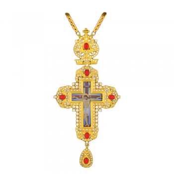 ΣΤΑΥΡΟΣ ΕΠΙΣΤΗΘΙΟΣ  ΕΠΙΧΡΥΣΟΣ ΣΜΑΛΤΟ ΚΟΚΚΙΝΕΣ-ΔΙΑΦΑΝΕΣ ΠΕΤΡΕΣ