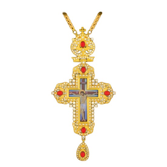 ΣΤΑΥΡΟΣ ΕΠΙΣΤΗΘΙΟΣ  ΕΠΙΧΡΥΣΟΣ ΣΜΑΛΤΟ ΚΟΚΚΙΝΕΣ-ΔΙΑΦΑΝΕΣ ΠΕΤΡΕΣ