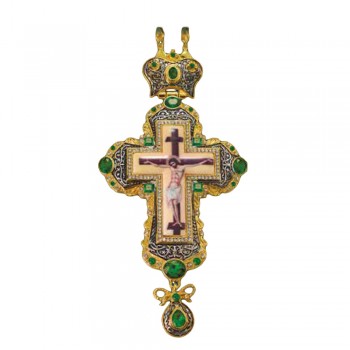 ΣΤΑΥΡΟΣ ΕΠΙΣΤΗΘΙΟΣ  ΕΠΙΧΡΥΣΟΣ ΑΝΤΙΚΕ ΠΡΑΣΙΝΗ ΠΕΤΡΑ