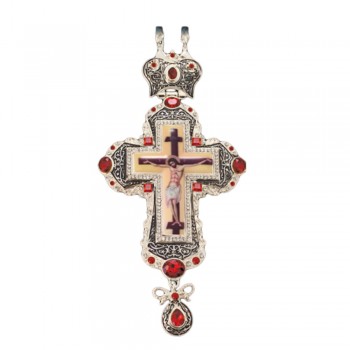 ΣΤΑΥΡΟΣ ΕΠΙΣΤΗΘΙΟΣ  ΕΠΙΝΙΚΕΛΩΜΕΝΟΣ ΑΝΤΙΚΕ ΚΟΚΚΙΝΗ ΠΕΤΡΑ