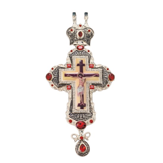 ΣΤΑΥΡΟΣ ΕΠΙΣΤΗΘΙΟΣ  ΕΠΙΝΙΚΕΛΩΜΕΝΟΣ ΑΝΤΙΚΕ ΚΟΚΚΙΝΗ ΠΕΤΡΑ