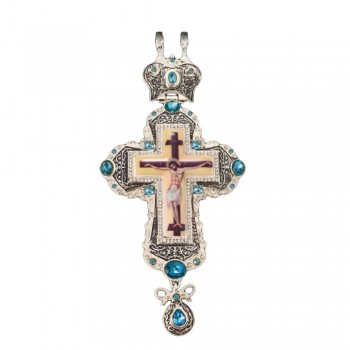 ΣΤΑΥΡΟΣ ΕΠΙΣΤΗΘΙΟΣ  ΕΠΙΝΙΚΕΛΩΜΕΝΟΣ ΑΝΤΙΚΕ ΜΠΛΕ ΠΕΤΡΑ