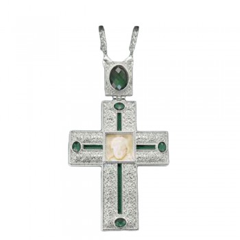 ΣΤΑΥΡΟΣ ΕΠΙΣΤΗΘΙΟΣ  ΕΠΙΝΙΚΕΛΩΜΕΝΟΣ ΜΕ ΑΠΟΜΙΜΗΣΗ ΕΛΕΦΑΝΤΟΔΟΝΤΟΥ ΠΡΑΣΙΝΗ ΠΕΤΡΑ