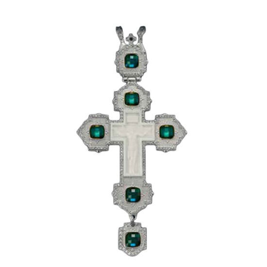 ΣΤΑΥΡΟΣ ΕΠΙΣΤΗΘΙΟΣ  ΕΠΙΝΙΚΕΛΩΜΕΝΟΣ ΜΕ ΑΠΟΜΙΜΗΣΗ ΕΛΕΦΑΝΤΟΔΟΝΤΟΥ ΠΡΑΣΙΝΗ ΠΕΤΡΑ