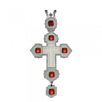 ΣΤΑΥΡΟΣ ΕΠΙΣΤΗΘΙΟΣ  ΕΠΙΝΙΚΕΛΩΜΕΝΟΣ ΜΕ ΑΠΟΜΙΜΗΣΗ ΕΛΕΦΑΝΤΟΔΟΝΤΟΥ ΚΟΚΚΙΝΗ ΠΕΤΡΑ