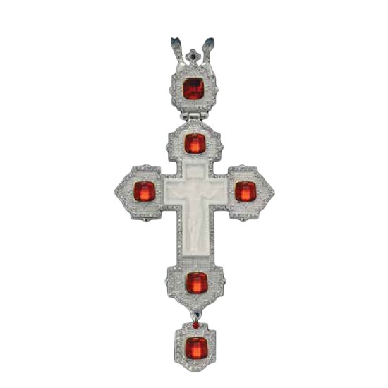 ΣΤΑΥΡΟΣ ΕΠΙΣΤΗΘΙΟΣ  ΕΠΙΝΙΚΕΛΩΜΕΝΟΣ ΜΕ ΑΠΟΜΙΜΗΣΗ ΕΛΕΦΑΝΤΟΔΟΝΤΟΥ ΚΟΚΚΙΝΗ ΠΕΤΡΑ