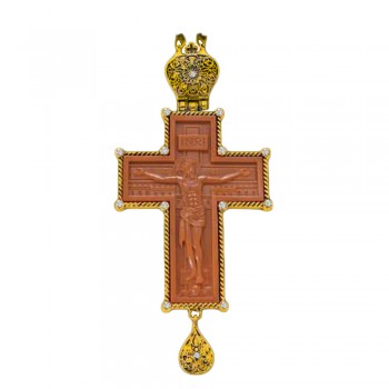 ΣΤΑΥΡΟΣ ΕΠΙΣΤΗΘΙΟΣ ΞΥΛΙΝΟΣ ΜΕ ΕΠΙΧΡΥΣΟ ΔΕΣΙΜΟ ΚΑΙ ΔΙΑΦΑΝΗ ΠΕΤΡΑ